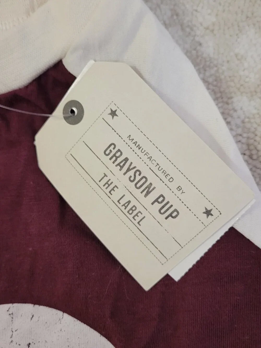 Grayson Pup The Label Loved Raglan Dog Tee Large Maroon Heart Brand New Cute Lov